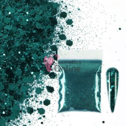 Decor pentru unghii NADP040HH cu fulgi si sclipici Emma Glitter Blue Green Metalizat